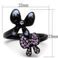 thumbnail image 2 of TK2554 - IP Black(Ion Plating) Stainless Steel Ring with Top Grade Crystal  in Light Amethyst Size 8, 2 of 4