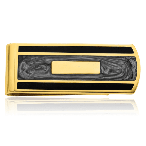 Gold Plated Black Grey Money Clip for Men Engraved Personalized
