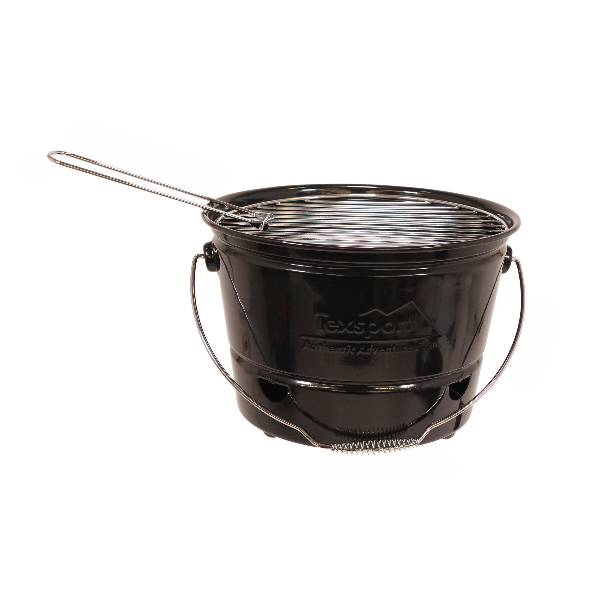 Tex Sport Portable Barbecue BBQ Bucket Grill Black