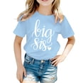 thumbnail image 2 of Girls T Shirts Breathable Crew Neck Short Sleeve Letter Print Tee for Sporty Wear Girls Tops Light Blue 2 Years-3 Years, 2 of 4