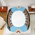 thumbnail image 5 of Homewish Blue Tribal Aztec Queen Sheet Sets for Adult, Bohemian Triangle Abstract Flat Sheet, Southwestern Queen Fitted Sheet, Breathable Home Decor, 4-Piece, 5 of 7