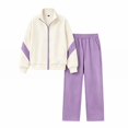 thumbnail image 5 of Coerni Big Boys Girls 2 Pcs Sweatsuit Stand Collar Zip Up Jacket and Wide Leg Pants Set Casual Sporty Matching Tracksuit Outfit Fall, 5 of 5