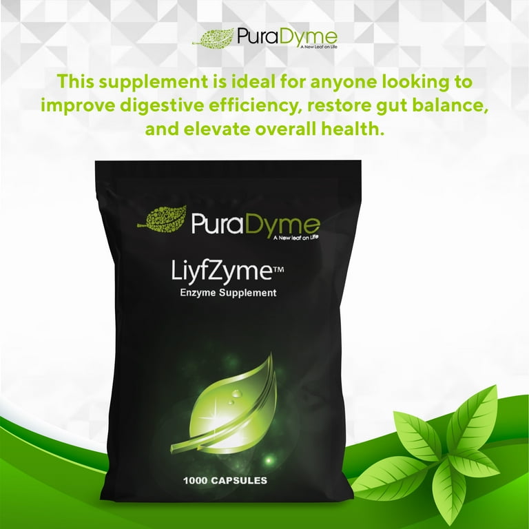 PuraDyme LiyfZyme Plant-Based Digestive Enzyme, Digestive Health
