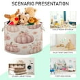 thumbnail image 4 of Collapsible 20" Round Storage Basket with Handles Laundry Hamper Open Storage Bins Pumpkins Adorned in Bows and Flowers, 4 of 6