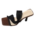 thumbnail image 5 of Rokment Women's Stiletto High Heels Dress Sandals Fashion Casual Suede Square Open Toe Slip on Pumps Dressy Heeled Slides for Ladies Bride Wedding 2026 Black Size 7.5, 5 of 6