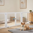 thumbnail image 4 of Pefilos 144" Folding Pet Gate with 4pcs Support, Wood 6-Panel Dog Gate for Stairs, Freestanding Pet Playpen Puppy Safety Fence, White, 4 of 8