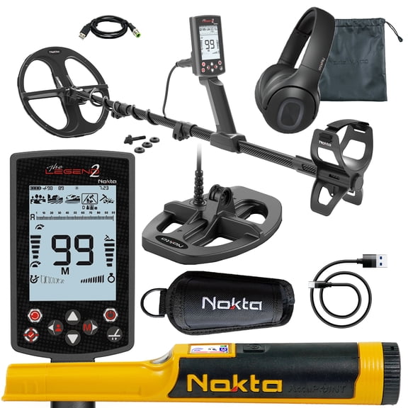 Nokta The Legend 2 SMF Waterproof Metal Detector with LD28 11" Coil, LD21 8" Coil, and Accupoint Pinpointer