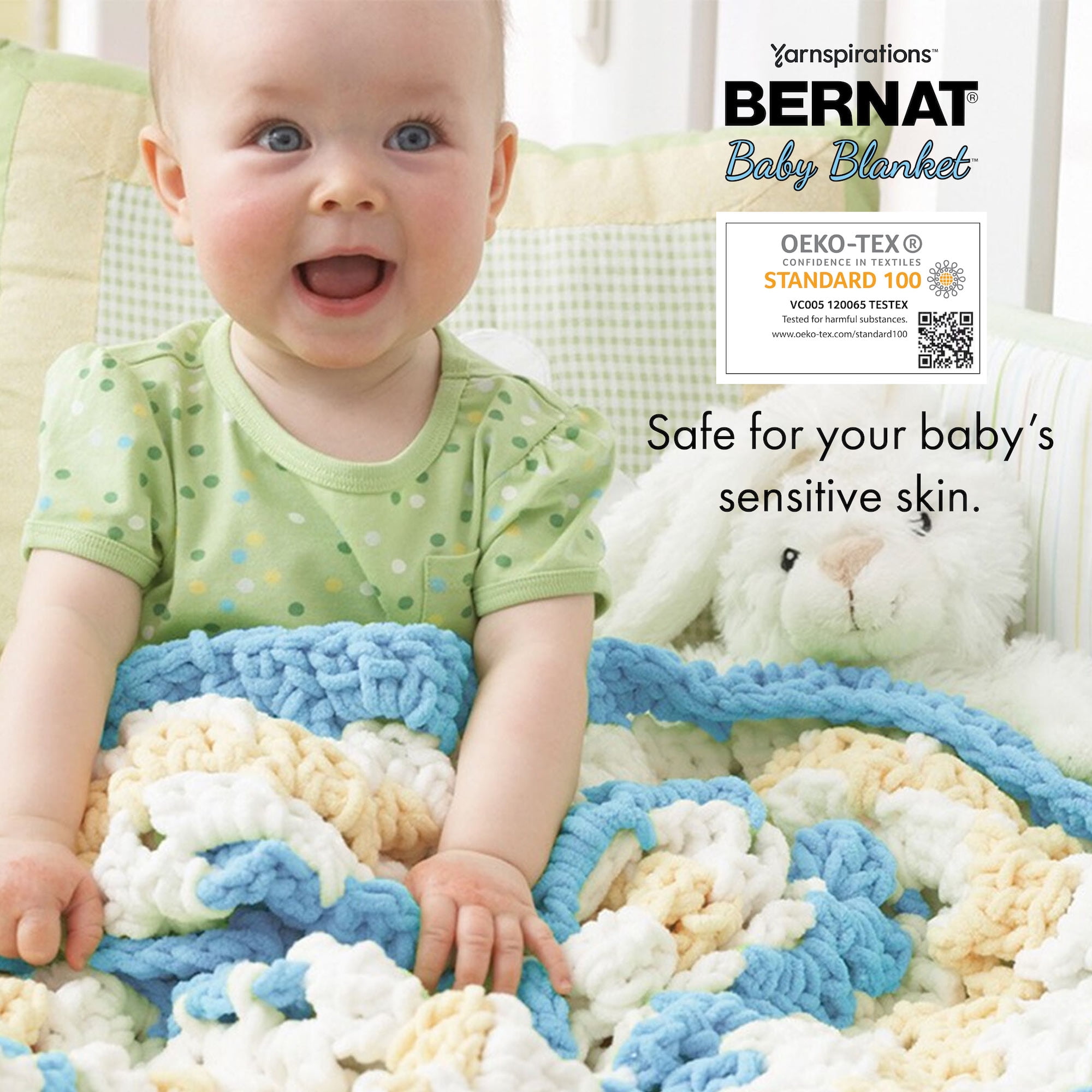 Bernat® Baby Blanket™ #6 Super Bulky Polyester Yarn, Dino Dot 10.5oz/300g 220 Yards