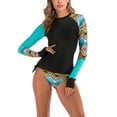 thumbnail image 2 of Traje de baño estampado de manga larga para mujer, trajes de baño de moda para fiesta en la piscina en la playa, verde M, 2 of 6