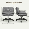 thumbnail image 3 of Romorgniz 27" W Chair Criss Cross Legged Office Chair Armless Adjustable Desk Chair with Wheels, Wide Seat, and 2-Layer Cushion, Grey, 3 of 8