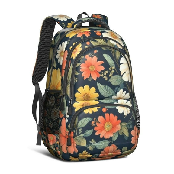 Pioneer Flower Backpack for School,Cute School Bag,Schoolbag with Adjustable Shoulder Straps & Padded Back,16.9 Inch