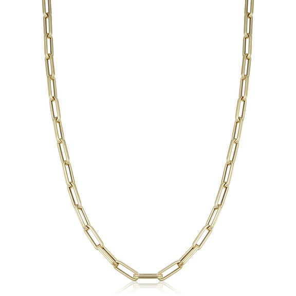Au Naturale 14k Yellow Gold Paperclip Link Chain Necklace (4 mm, 16 inch) | Made in Italy