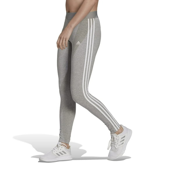 adidas Women's Standard Loungewear Essentials 3-Stripes Leggings, Medium Grey Heather/White, Large