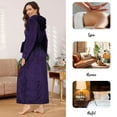 thumbnail image 4 of Women's Long Hooded Robe Luxurious Flannel Fleece Bathrobe with Mid-calf Ankle Full Floor Length, 4 of 6