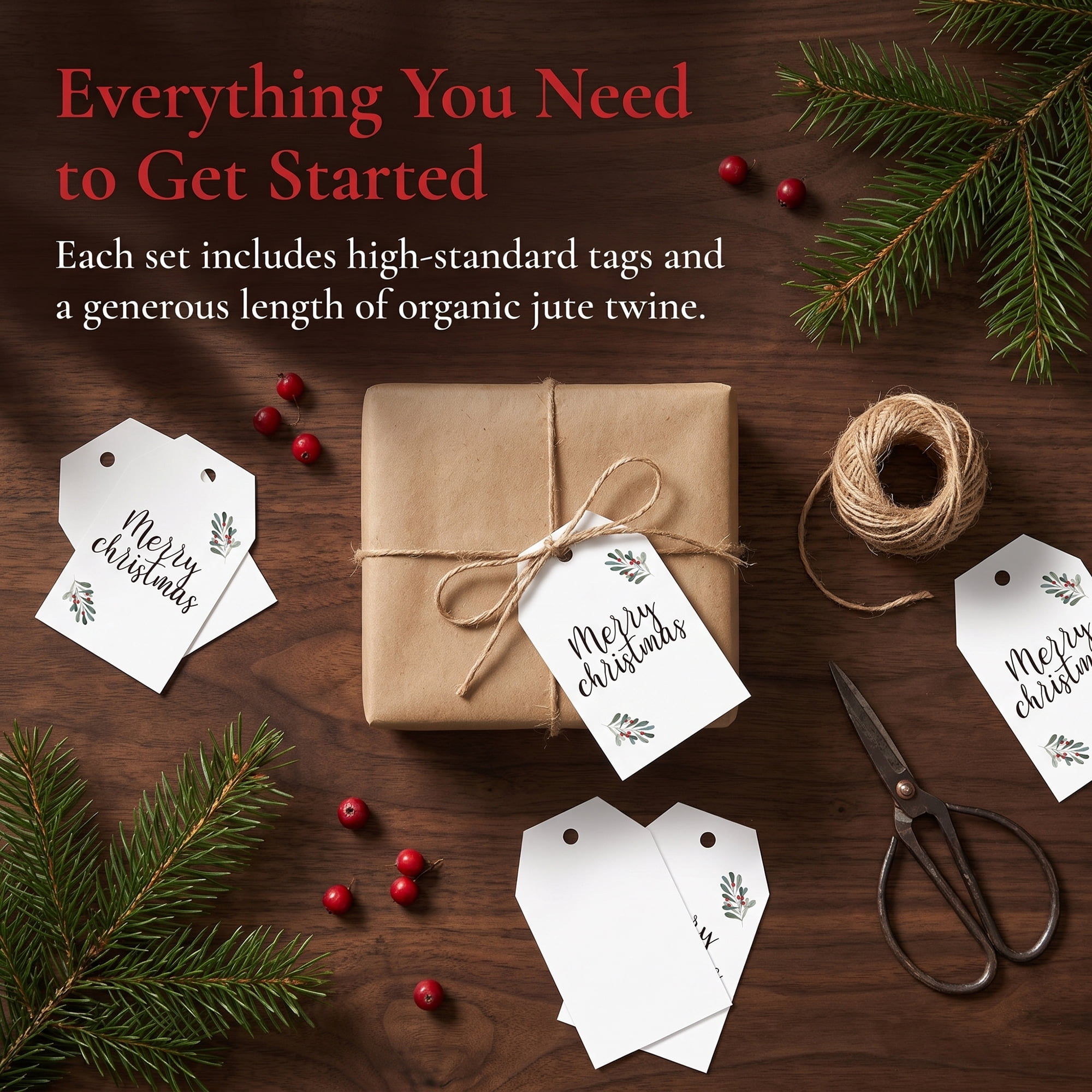 Unique Bargains 100Pcs Thick Gift Wrapping Tags with Twine White 2" x 3.1"