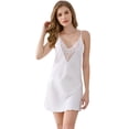thumbnail image 4 of Qarigey Vestido de pijama suave y cómodo para una noche tranquila, camisón con cuello en V, camisón Sexy con cintura Pijama Blanco S, 4 of 6