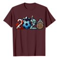 thumbnail image 4 of Women's Football Graphic T-Shirt, Women's Soccer Letter Print Short Sleeve T-Shirt - Casual Summer Neck Top for Sports Fans, Everyday Wear for Soccer Tournament 2026 Wine Size: S, 4 of 4