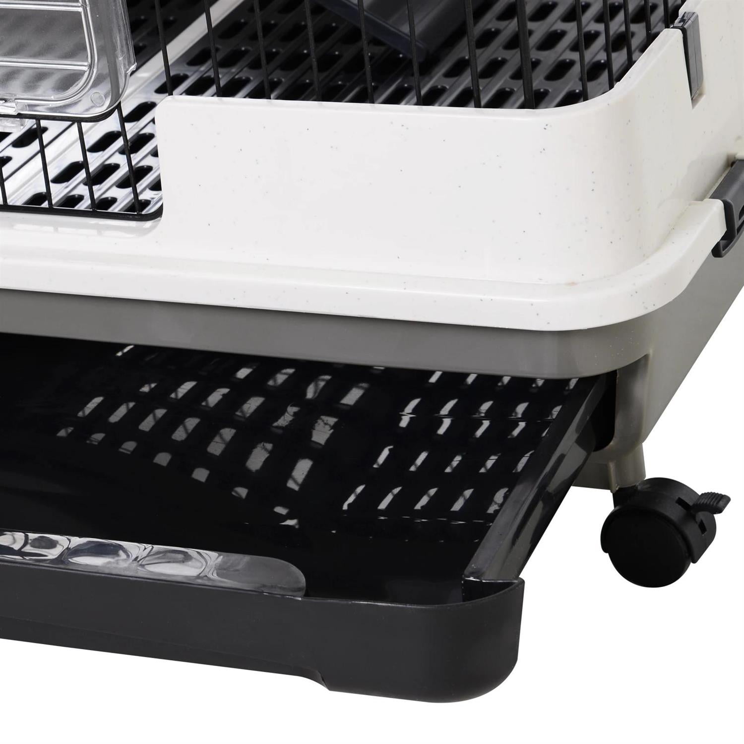 Kadyn 32" Large Hamster Cage, Rabbit Hutch with Tubing System, Running Wheel, Ramps, Platforms, 4-Level Small Animal Habitats for Bunny, Chinchillas, Ferret, Gray