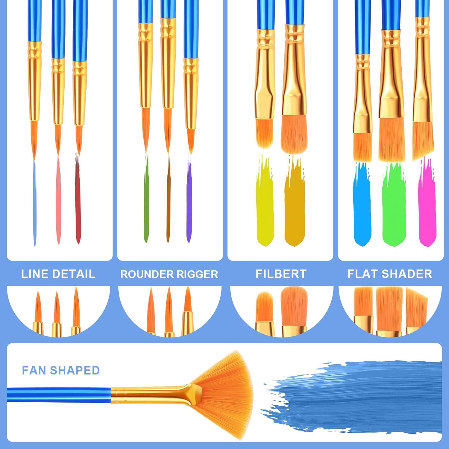 Paint Brushes Set - 30pack/360pcs Nylon Hair Paintbrushes Round-Pointed Tip Paint Brushes for Acrylic Painting,Watercolor Oil Miniature Painting Kits,Paint Brushes for Kids Adult Arts Supplies