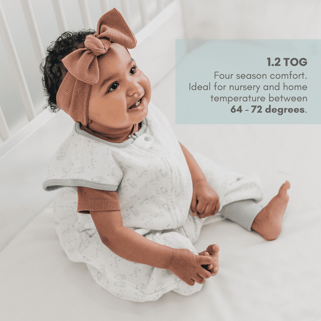 Tealbee Dreamsuit - Bamboo Sleep Sack with Legs - (1.2 Tog) Love Milk 12m-2t