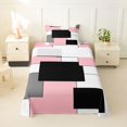 thumbnail image 2 of Castle Fairy Geometric Overlap Block Twin Sheets 3pcs,Minimalist Square Segment Bedding,Pink Gray Black White,1 Flat Sheet, 1 Fitted Sheet and 1 Pillowcase, 2 of 7