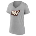 thumbnail image 2 of Women's Heather Gray Miami Heat Alternate Logo V-Neck T-Shirt, 2 of 3