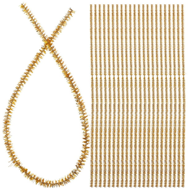 100 limpiapipas dorados brillantes, tallos de chenilla de oropel para manualidades infantiles, proyectos de arte DIY, manualidades creativas, palitos para limpiar pipas