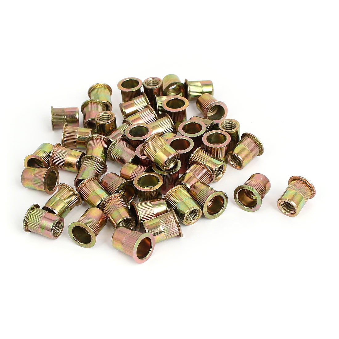 40Pcs Rivet Nuts Stainless Steel Threaded Insert Nut 1/4-20UNC Nutsert Flat Head 
