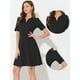 thumbnail image 2 of Elegante vestido de negocios para mujer, cuello de corazón, plisado, manga corta, vestido de tubo Negro XL, 2 of 5
