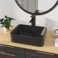 thumbnail image 3 of Kichae Fregadero de recipiente rectangular - 19 "x 15" Rectángulo de baño moderno encima de porcelana negra mate Lavabo de tocador de cerámica Lavabo artístico, 3 of 8