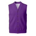 thumbnail image 5 of Mens V Neck Knitted Sweater Vest Sleeveless Button Down Cardigan Classic Business Casual Gilet Spring Fall Purple L, 5 of 10