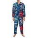 thumbnail image 3 of Balery Red And Blue Leaves Pijama para Hombre de Dos Piezas con Manga Larga, Conjunto de Dormir y Descanso Suave con Bolsillos-Large, 3 of 7