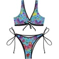 thumbnail image 2 of Dreamtimes Sexy O-Ring String Triangle Bikini Set for Women'sTwo Piece Swimsuit-Beautiful Colorful Butterfly, Small, 2 of 7