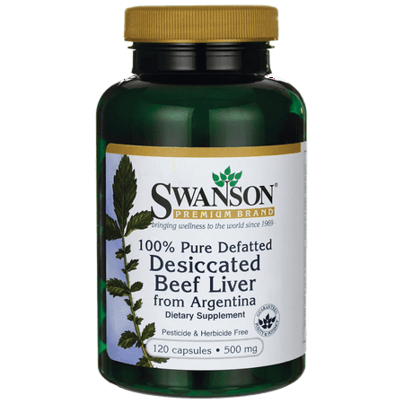 - Swanson 100% Pure Defatted Desiccated Beef Liver 500 mg 120 Caps