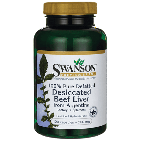 Swanson 100% Pure Defatted Desiccated Beef Liver 500 mg 120