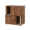 thumbnail image 1 of Garvee mueble de 2 niveles para caja de arena de gato, gabinete esquinero 2 en 1 con poste rascador y tapetes, ideal para ocultar el arenero, 1 of 8