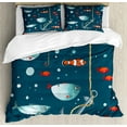 thumbnail image 1 of Anchor King Size Duvet Cover Set, Colorful Ocean Wildlife Pattern Clown Fish Exotic Subaquatic Animals Ecological, Decorative 3 Piece Bedding Set with 2 Pillow Shams, Multicolor, by Ambesonne, 1 of 3