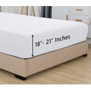 Elegant Comfort Luxury Microfiber King Size Fitted Sheet, Deep Pocket 18 Inch, White
