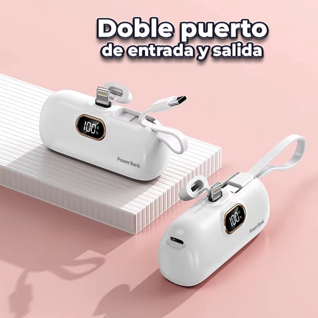 Power Bank 5000 mAh de bolsillo muy comodo 2 modos de carga