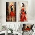 thumbnail image 1 of Designart "Peinture Charmant Intemporelle Rouge II" Art Mural Encadré Mode Ensemble de 2 - Ensemble de Toiles Encadrées Mode Rouge pour Décoration de Salon, 1 of 6