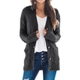 thumbnail image 1 of Jersey tipo cárdigan PRETTYGARDEN para mujer, tejido trenzado, gris oscuro, XL, 1 of 9