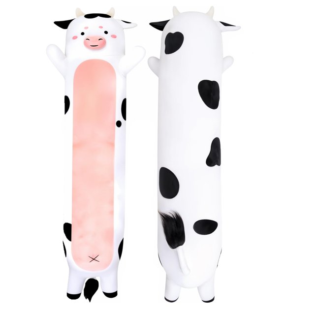 Almohada corporal de felpa con estampado de patas de vaca para niños, 58 cm