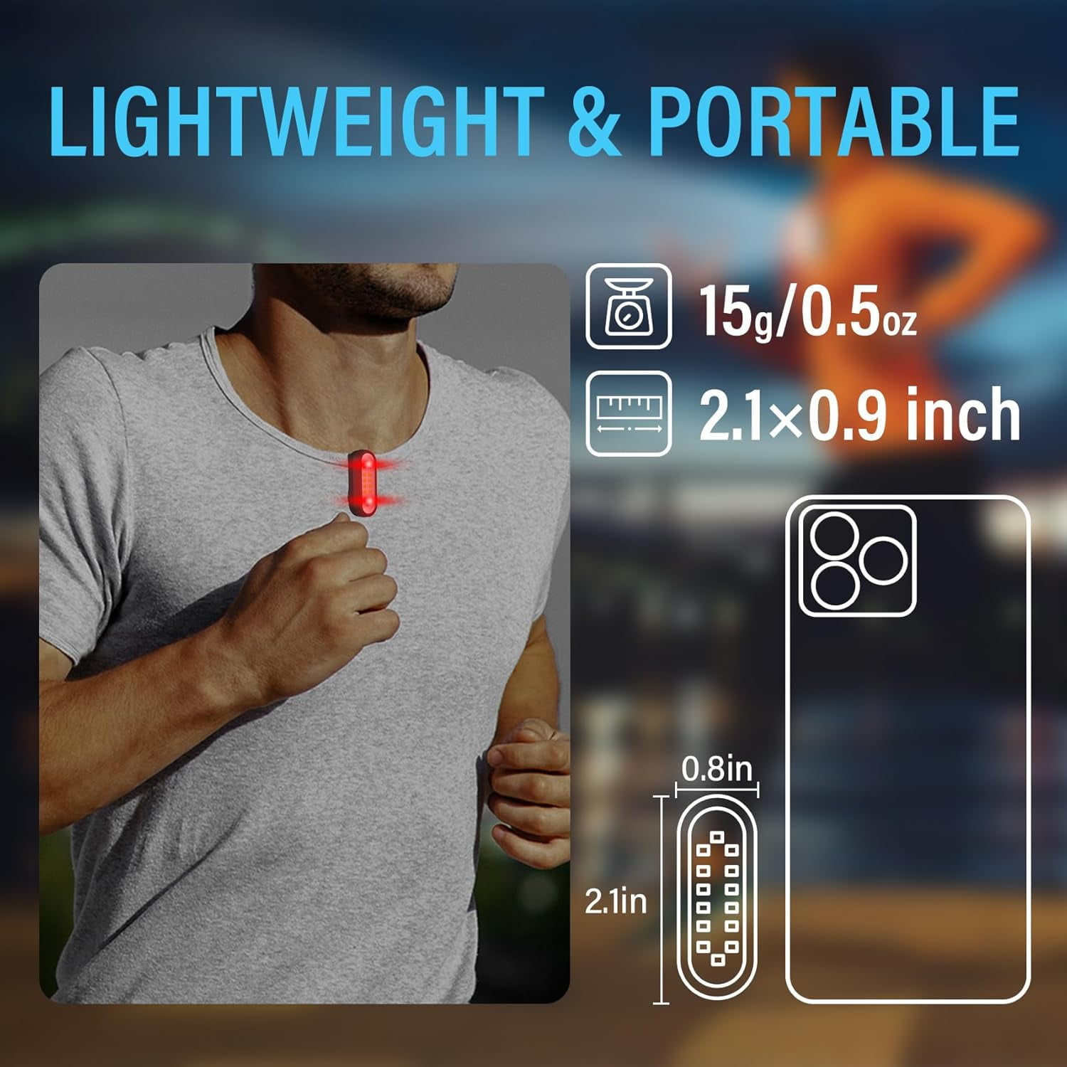 Running Light, 2 Pack Clip on Flashlight for Runners Rechargeable Safety Lights for Walking at Night Hands Free Emergency LED Flashlight Work Light Warning Flashing Camping Hiking Walking Dog