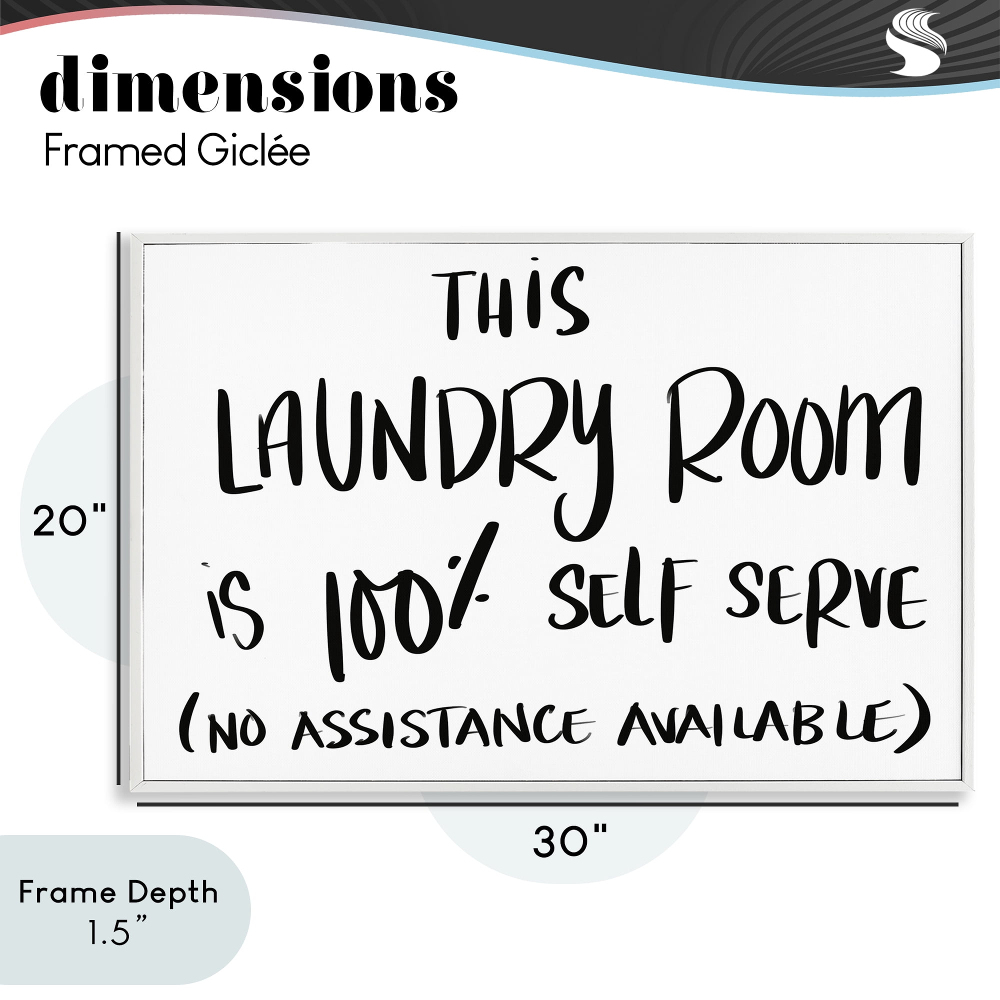 Stupell Industries Self Serve Laundry No Assistance White Framed Giclee Art, design by SD Graphics Studio