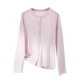thumbnail image 2 of BLCHUNen Pajamas for Women Long Sleeve Crew Neck Button down Casual Lightweight Loungewear Cardigan Sweaters, 2 of 7