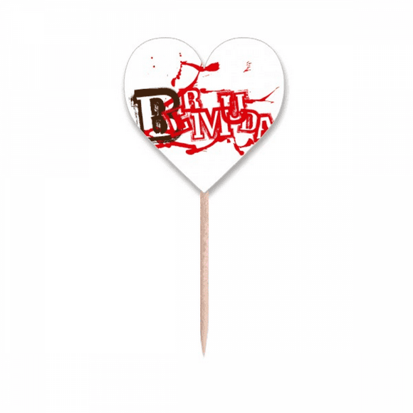 Bermuda Mysterious Bloodstains Terror Toothpick Flags Heart Lable Cupcake Picks