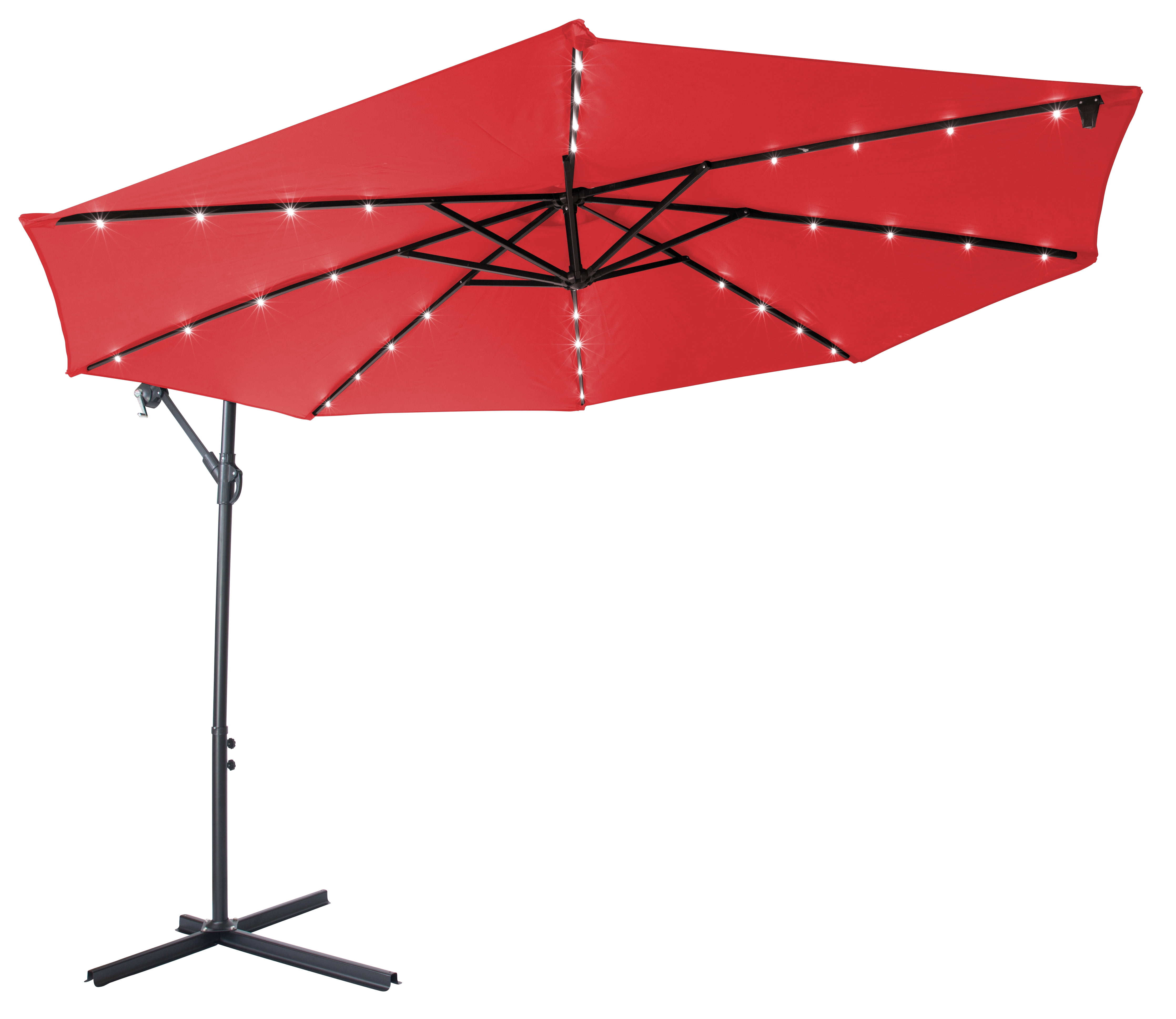 Deluxe Polyester Offset Patio Umbrella with LED lights 10' by