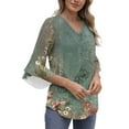 thumbnail image 7 of Neewe Long Sleeve Shirts for Women 2025 Fall Tops Floral Print Pleated Dressy Casual Blouses, 7 of 7