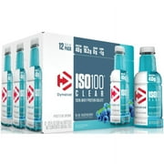 Dymatize ISO 100 Clear, 100% Whey Protein Isolate Drink, Blue Raspberry, 40g Protein/Serving, 20 Fl Oz, 12 Ct Case