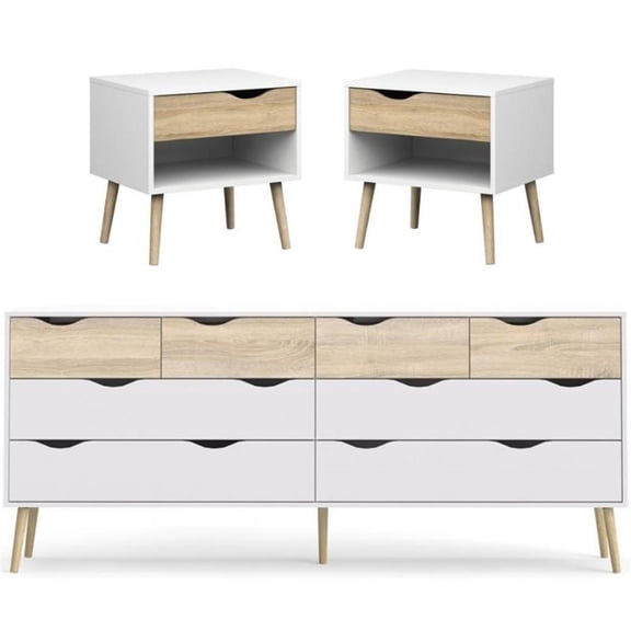 Home Square 3 Piece Furniture Set with 2 Nightstands and Dresser